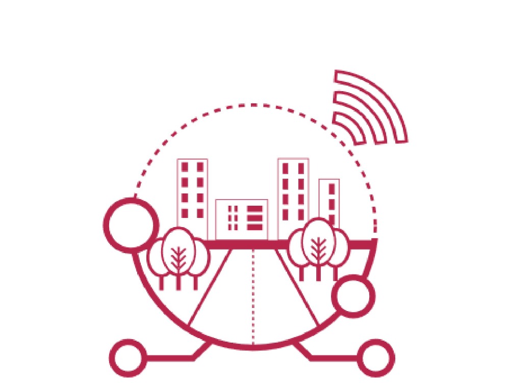 Icon of city with wi-fi connection symbol