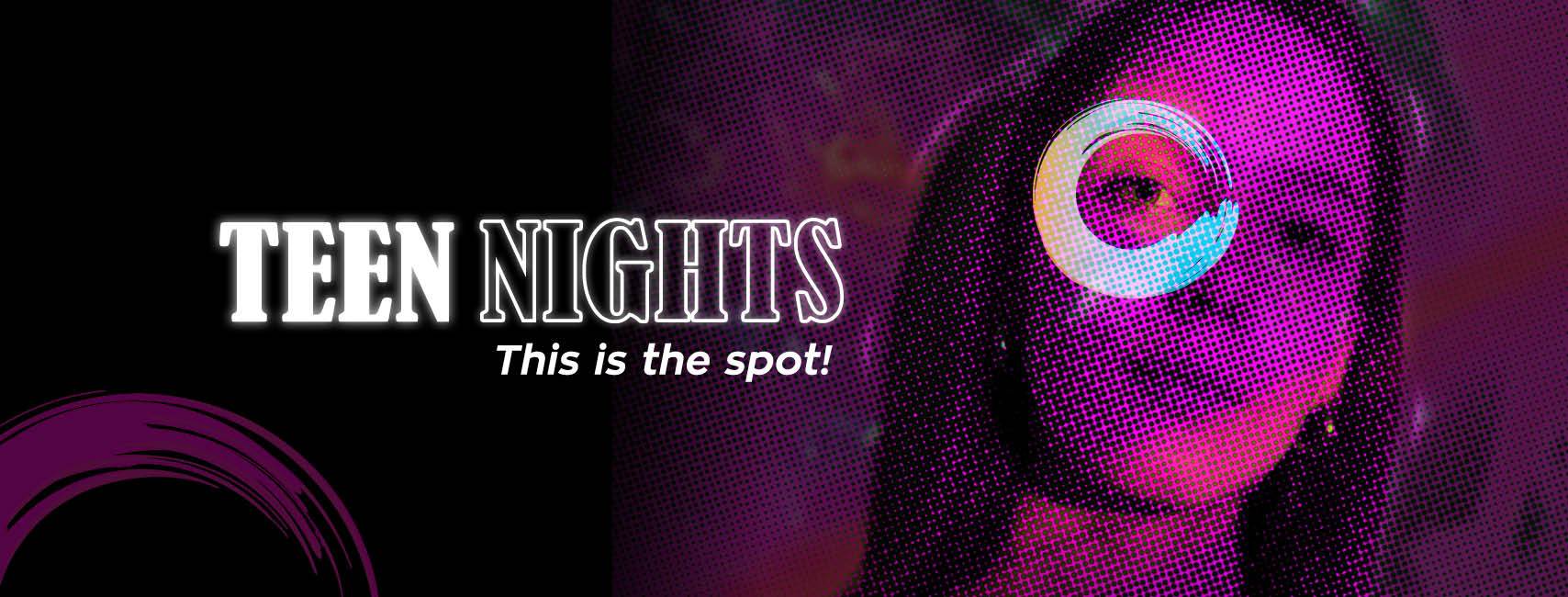 Young woman standing in universe texture projection