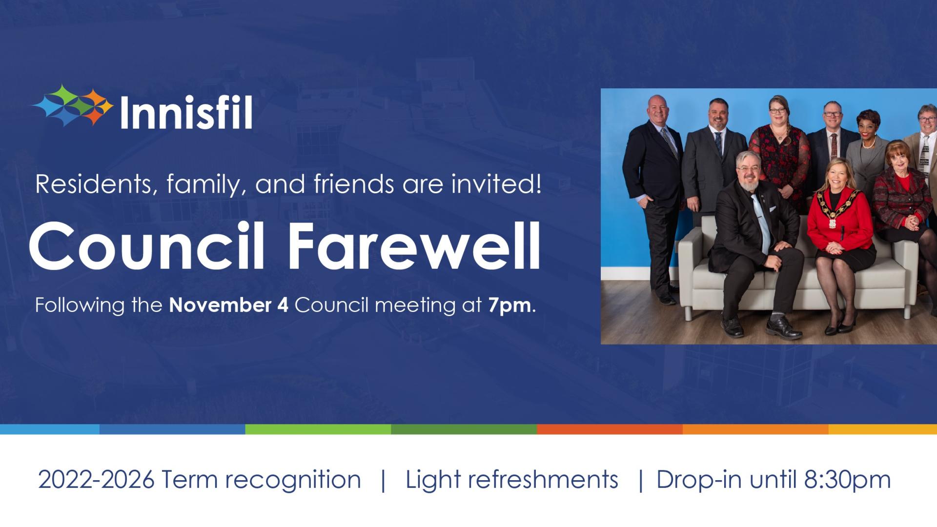 Council Farewell on November 4 at 7 pm