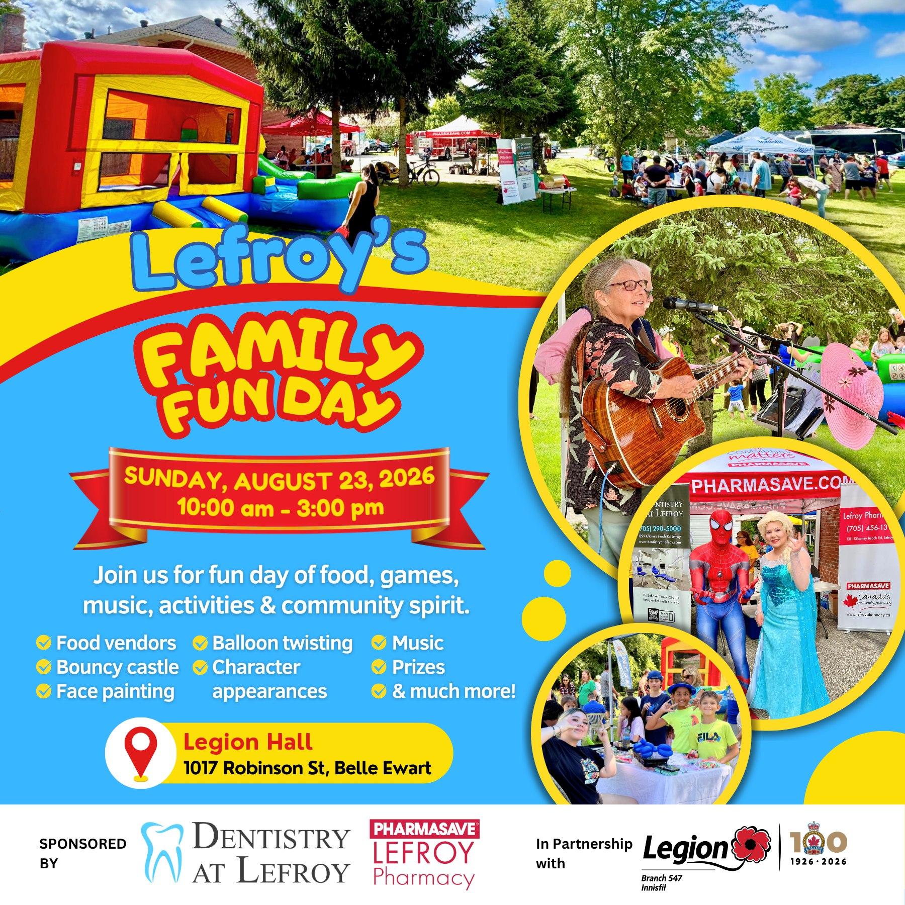 Lefroy Family Fun Day on August 23 at the Legion Hall