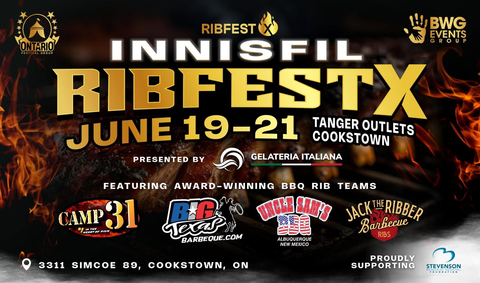 Innisfil Ribfest at Tanger Outlets from June 19 to 21, 2026