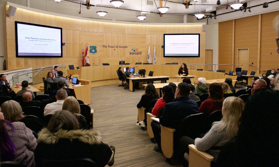 Crowd of people during council meeting