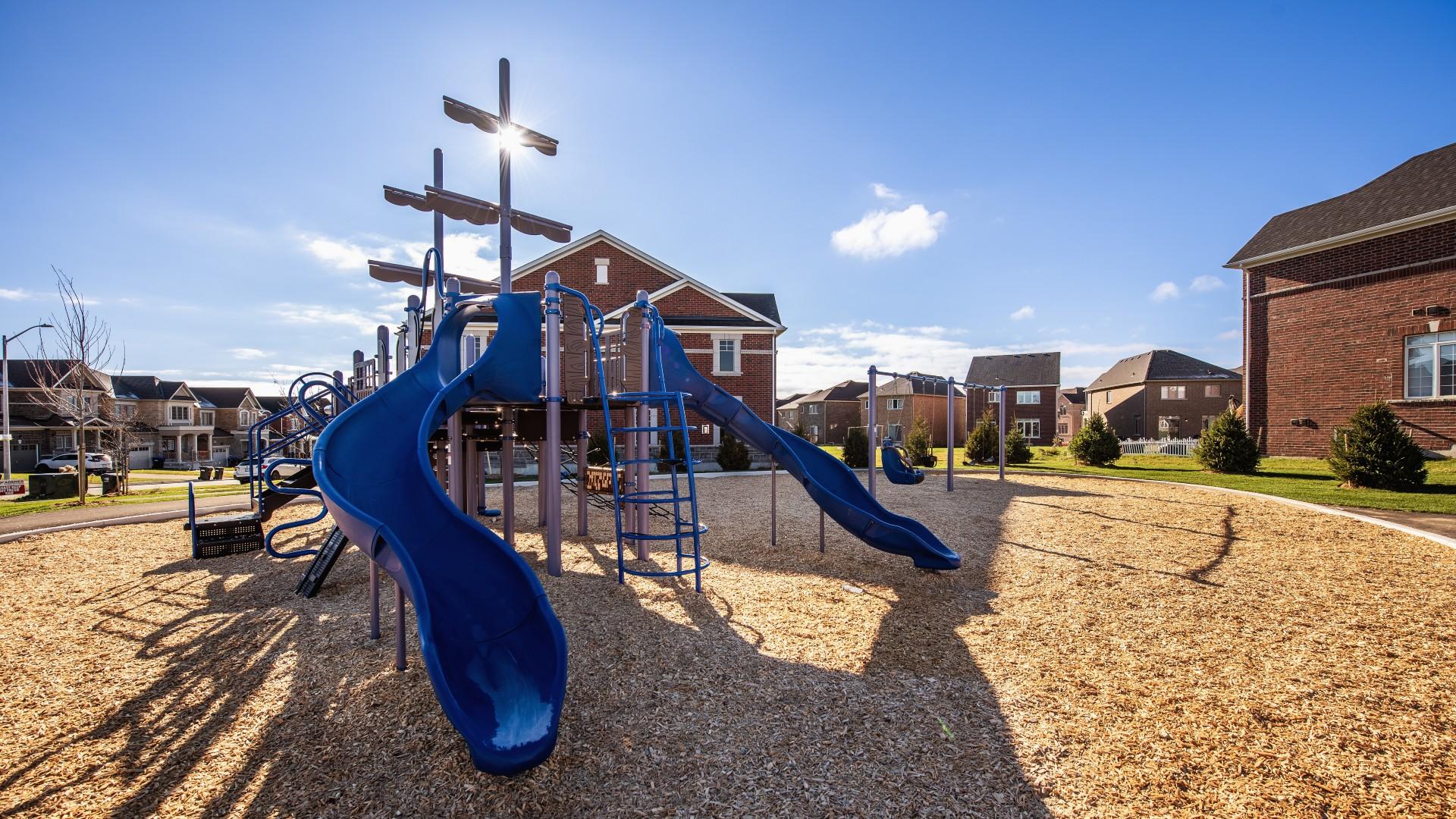 Pirate ship-themed playground on sunny day