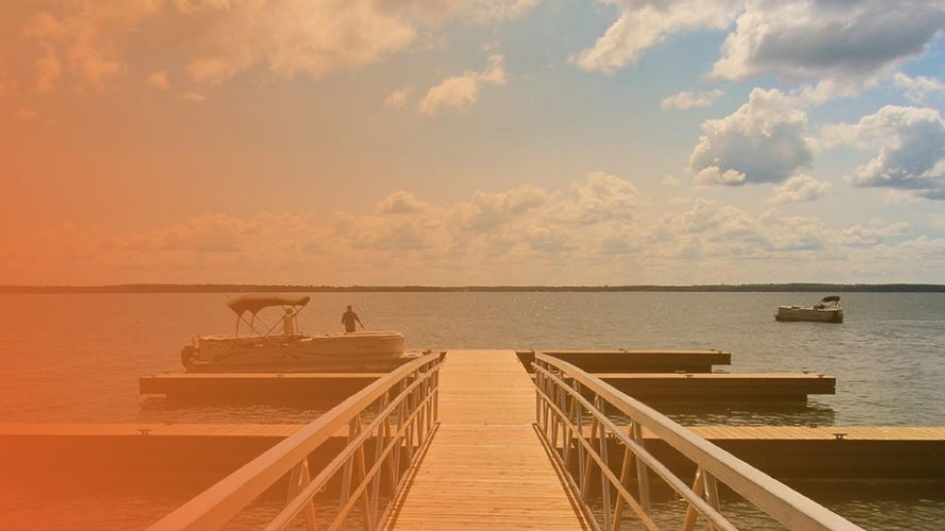 Set of floating docks in water