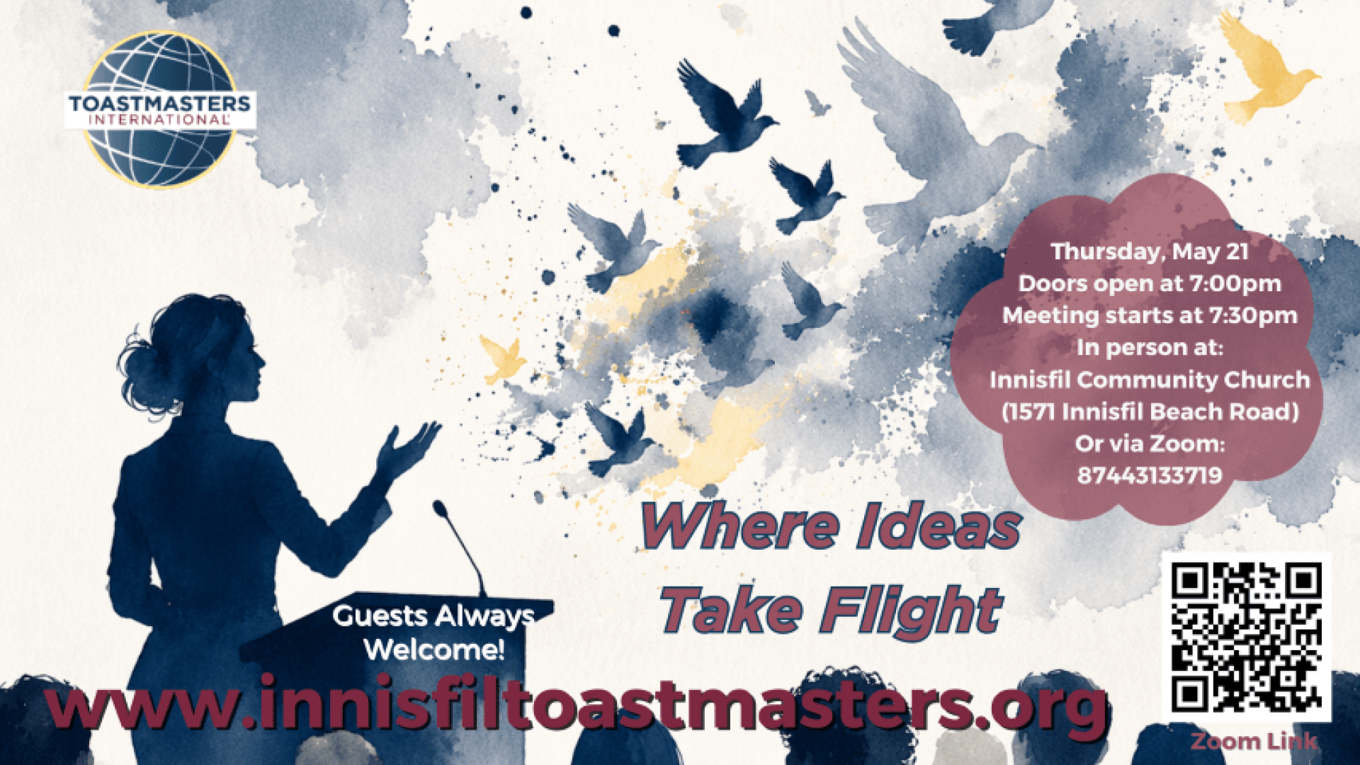Flyer for Innisfil Toastmasters event