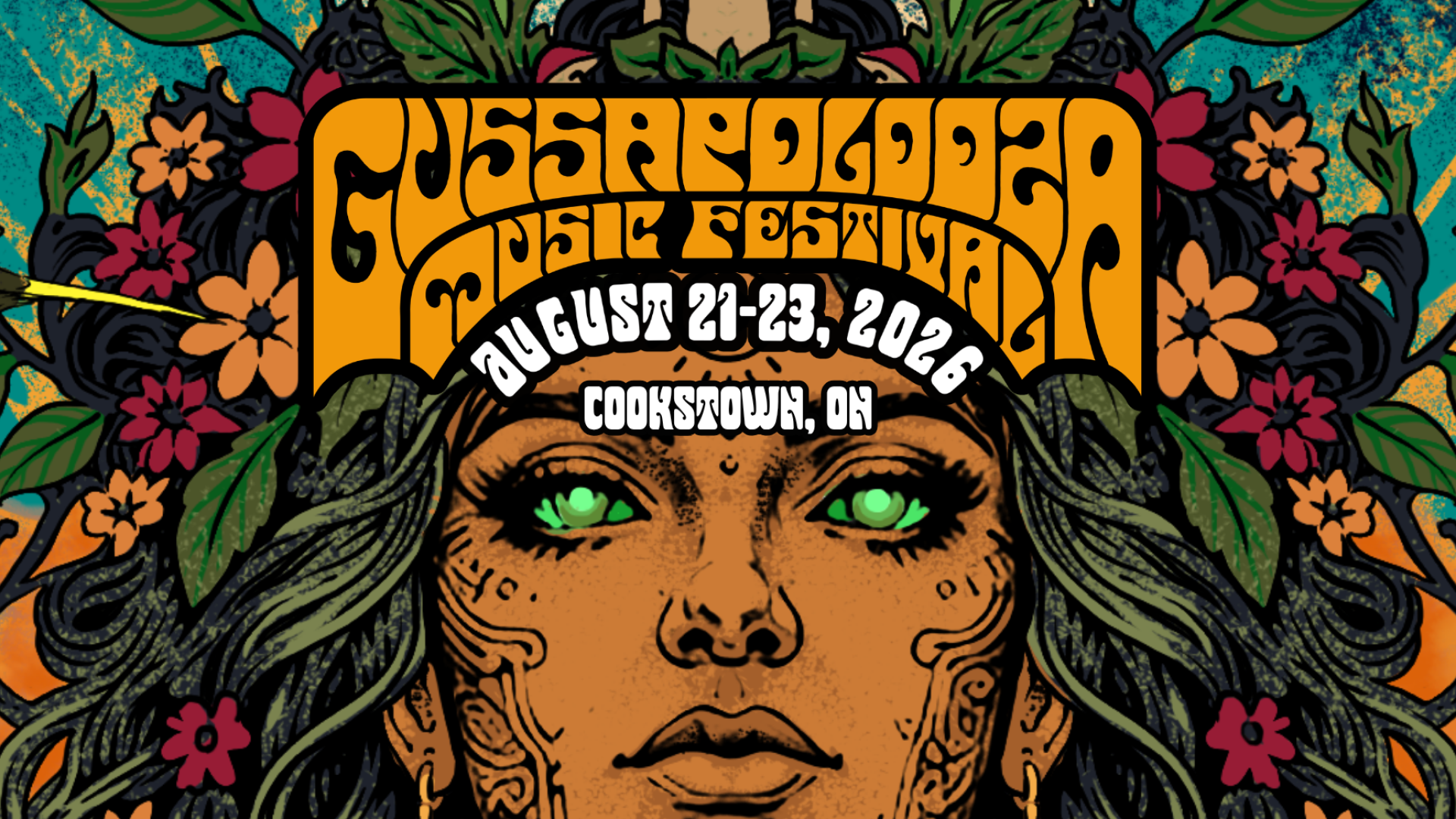 Retro-inspired image in the American style that reads "Gussapoloza Music Festival"