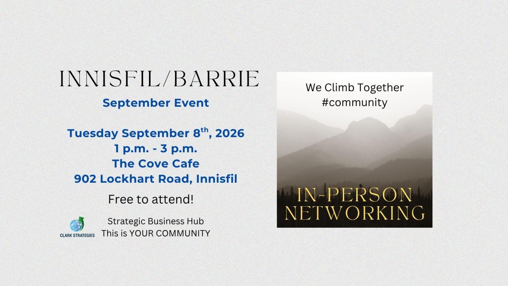 Networking event at The Cove on September 8 from 1 to 3 pm