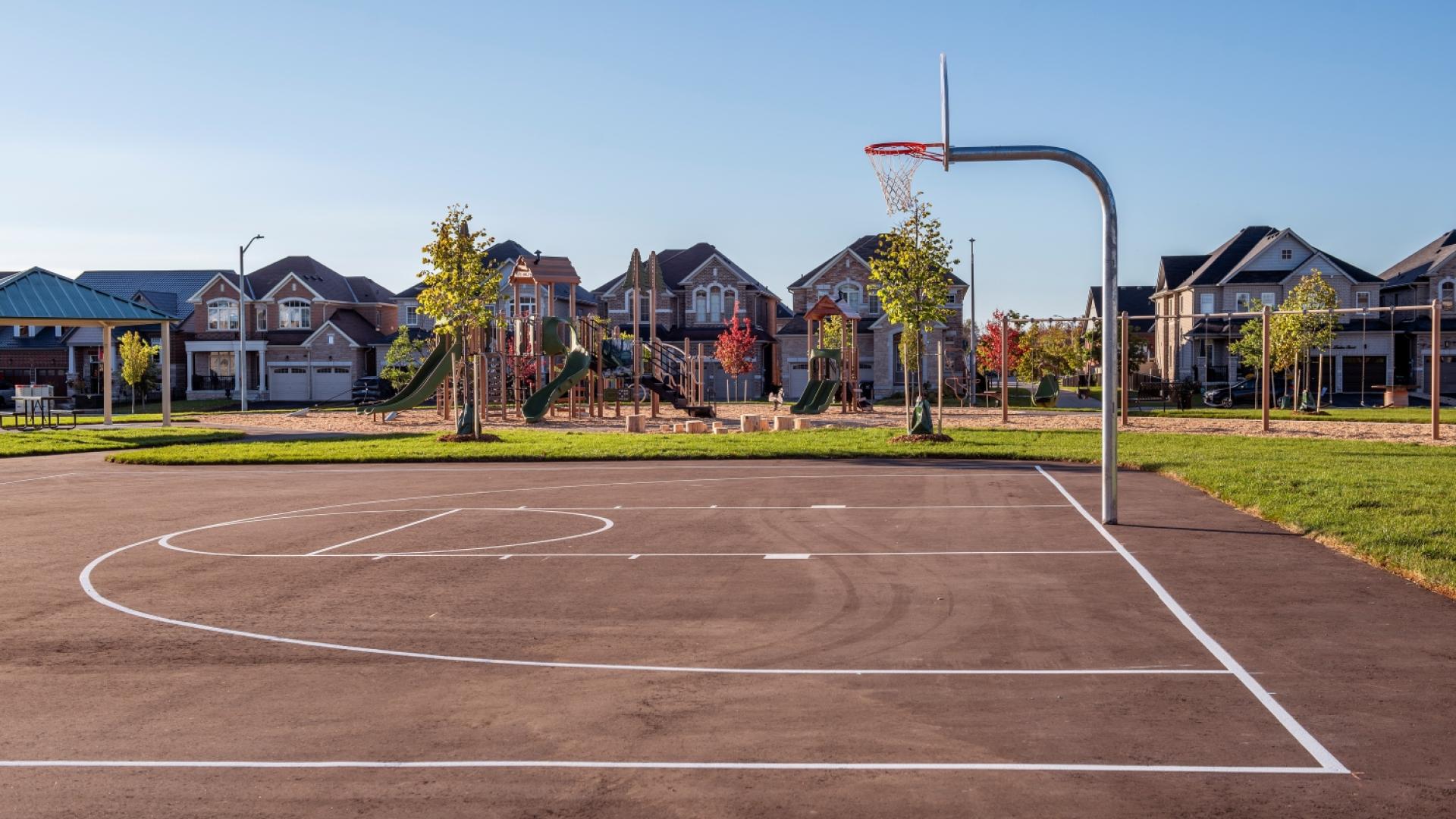 New outdoor half court basketball at park