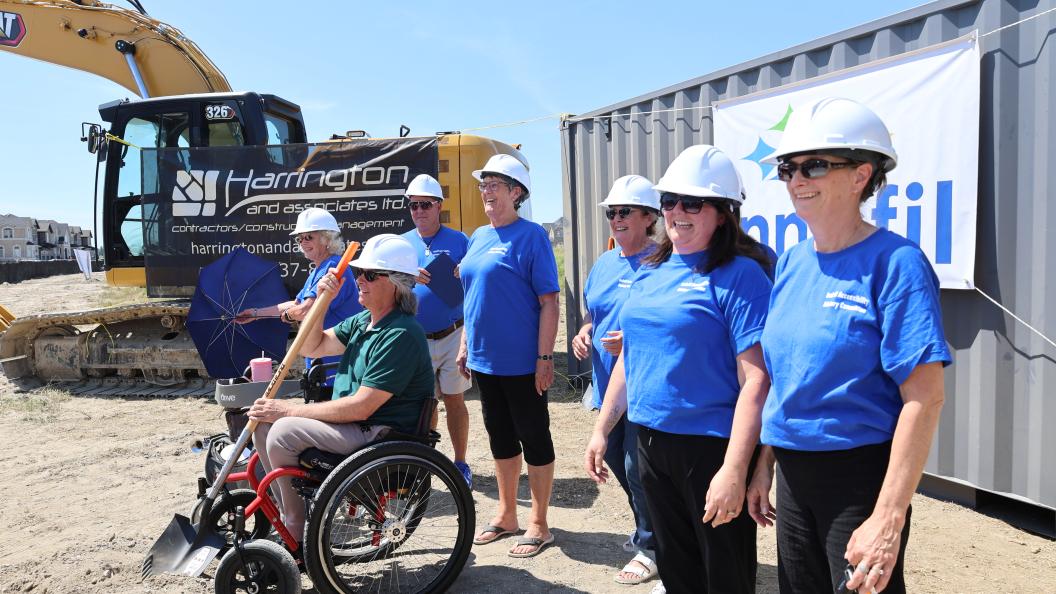Members of the Innisfil Accessibility Advisory Committee posing together at ground breaking ceremony