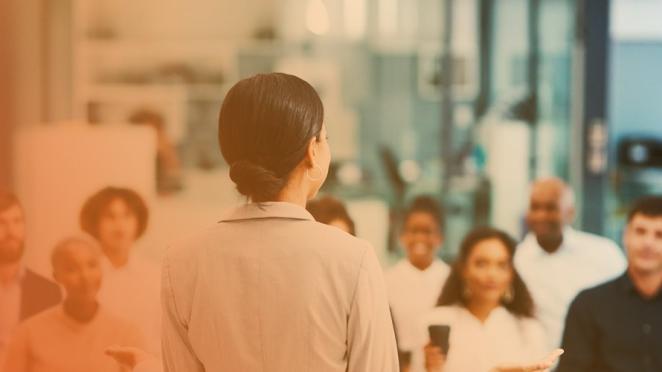 Woman leading a discussion