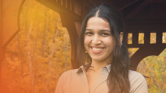 employee smiling in the gazebo