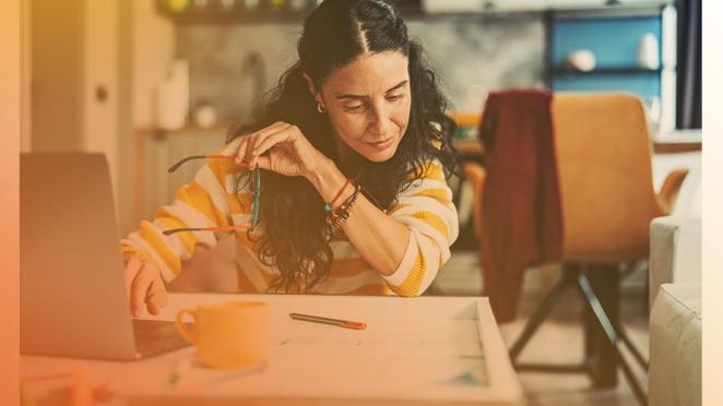 woman working on laptop from home