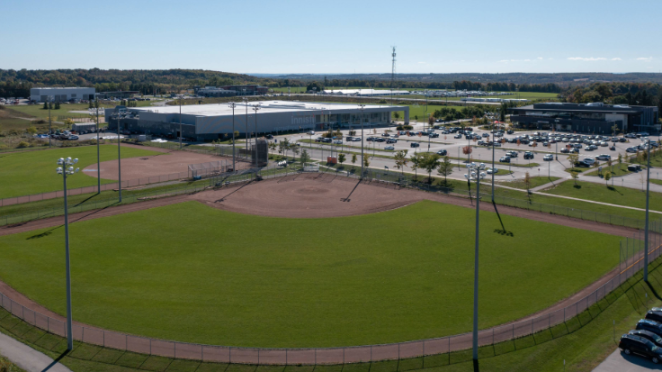 Arial view of a baseball diamond