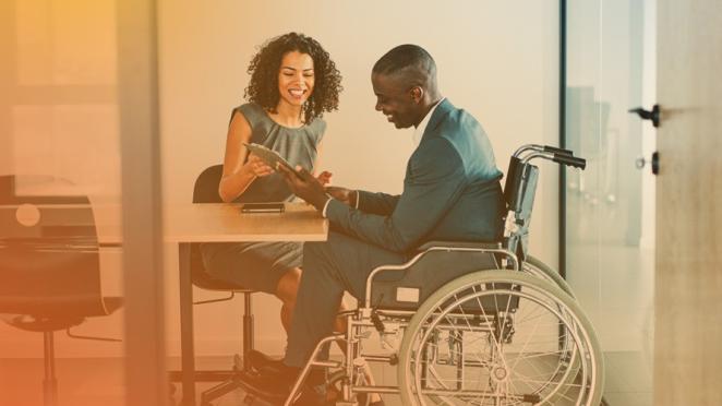 2 people discussing resume tips for job seekers with disabilities