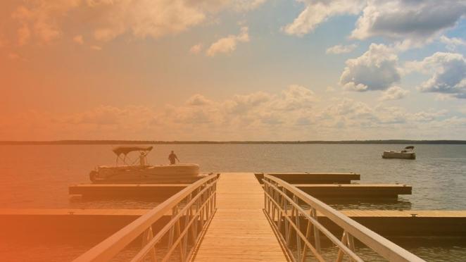 Set of floating docks in water
