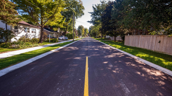 Empty street in quiet neighbourhood