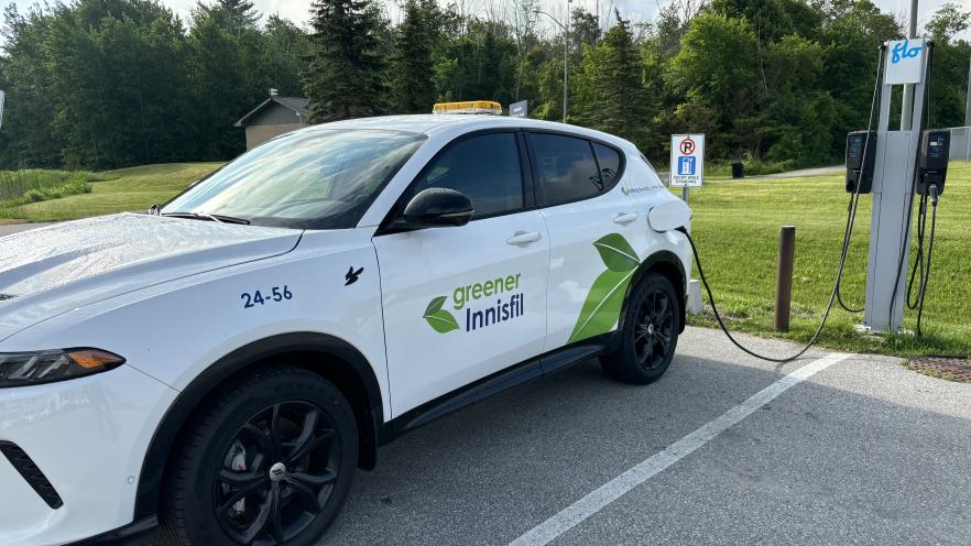 Electric vehicle at changing station
