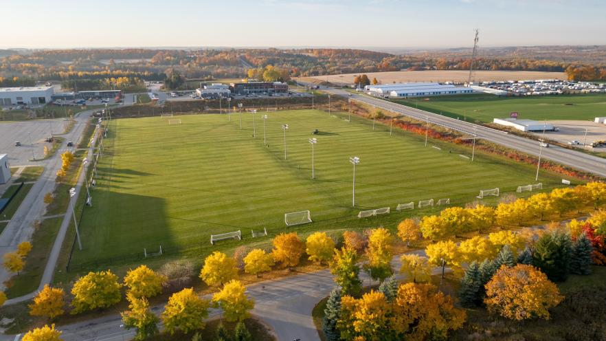 Aerial view of the sports field complex