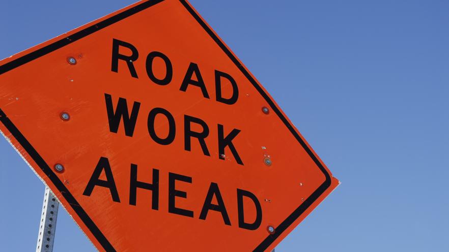 "Road work ahead" road sign