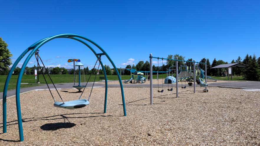 New swings and playground equipment at Previn Court Park