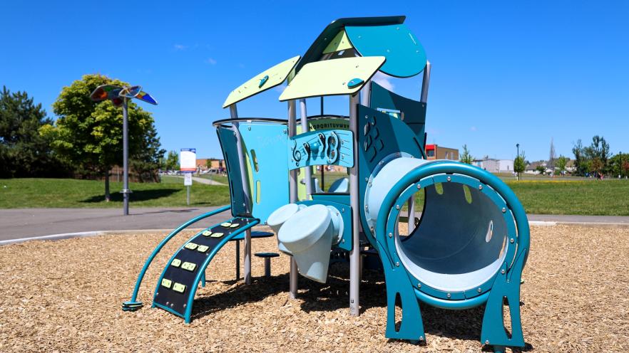 Vibrant new toddler playground equipment at Previn Court Park