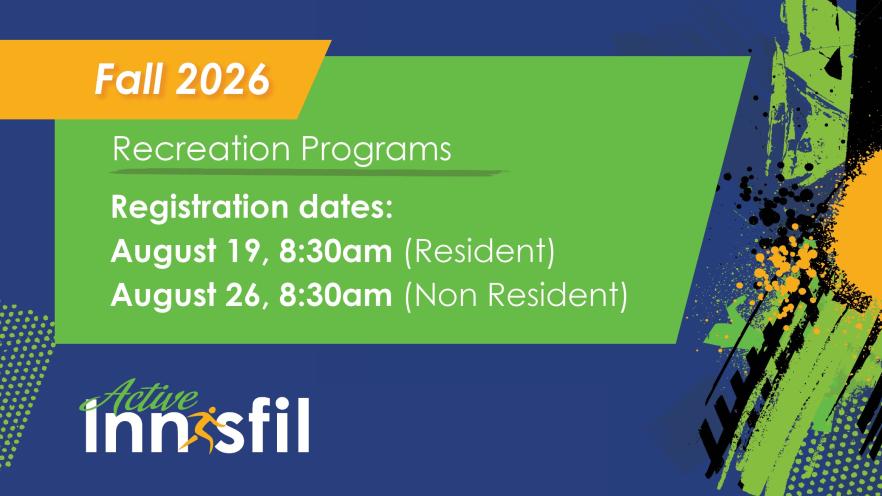 Fall recreation registration dates of August 19 for residents and August 26 for non residents