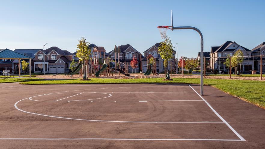 New outdoor half court basketball at park