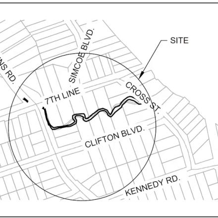 Illustrated map of Banks Creek south of 7th Line