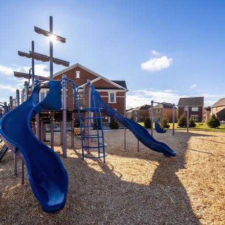 Pirate ship-themed playground on sunny day