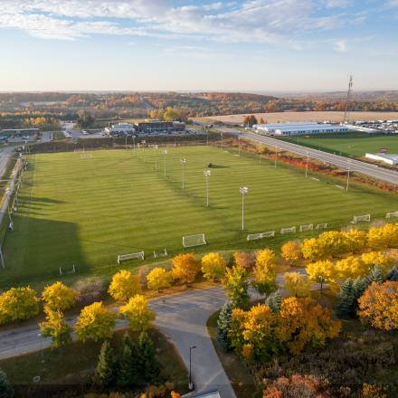 Aerial view of the sports field complex