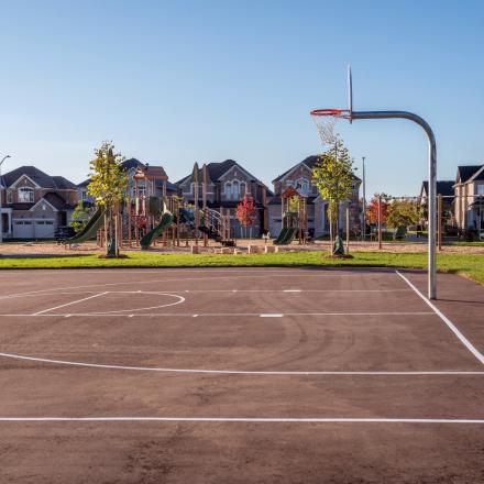 New outdoor half court basketball at park