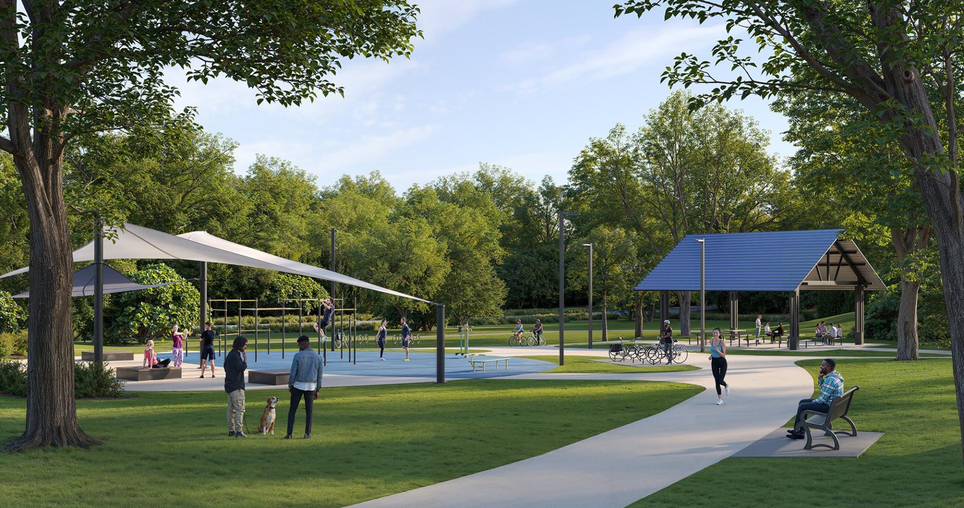 Rendering of the Jackson Park playground and shade structure