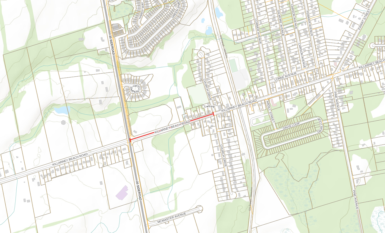 Map of the road closure