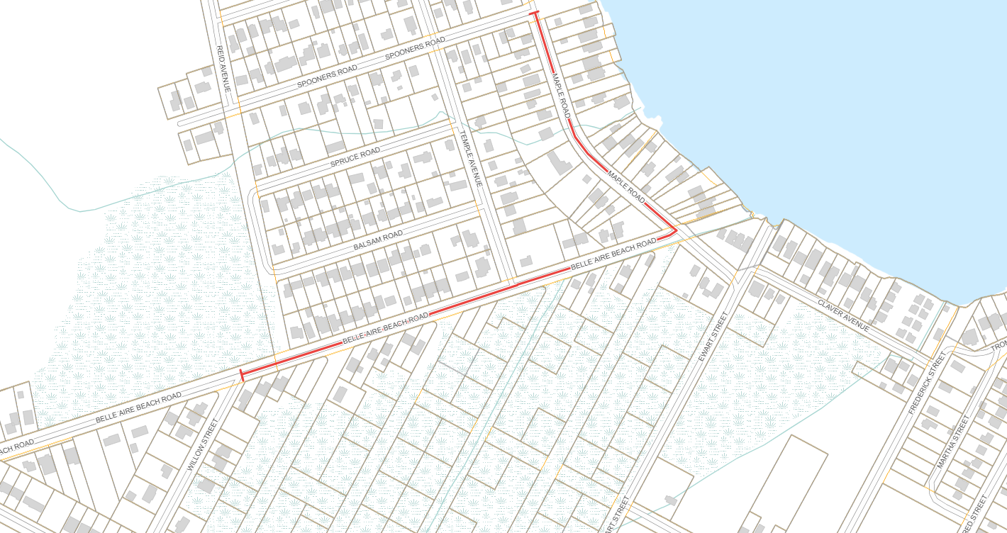 Road closure along Maple Road and Belle Aire Beach Road