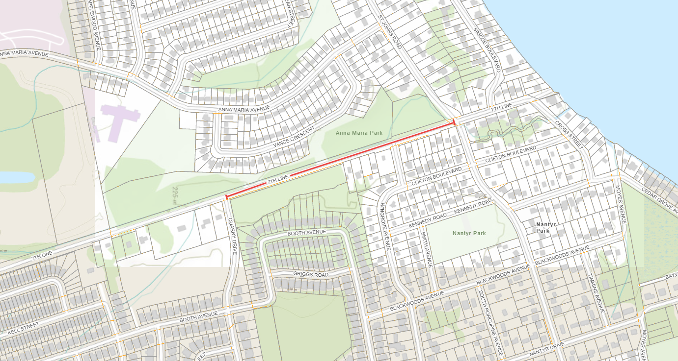 Map of 7th Line road closure