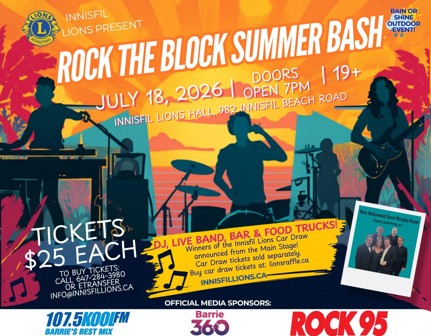 Rock the Block Summer Bash on July 18 at the Lions Hall