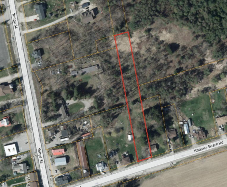 Map showing road allowance land parcel