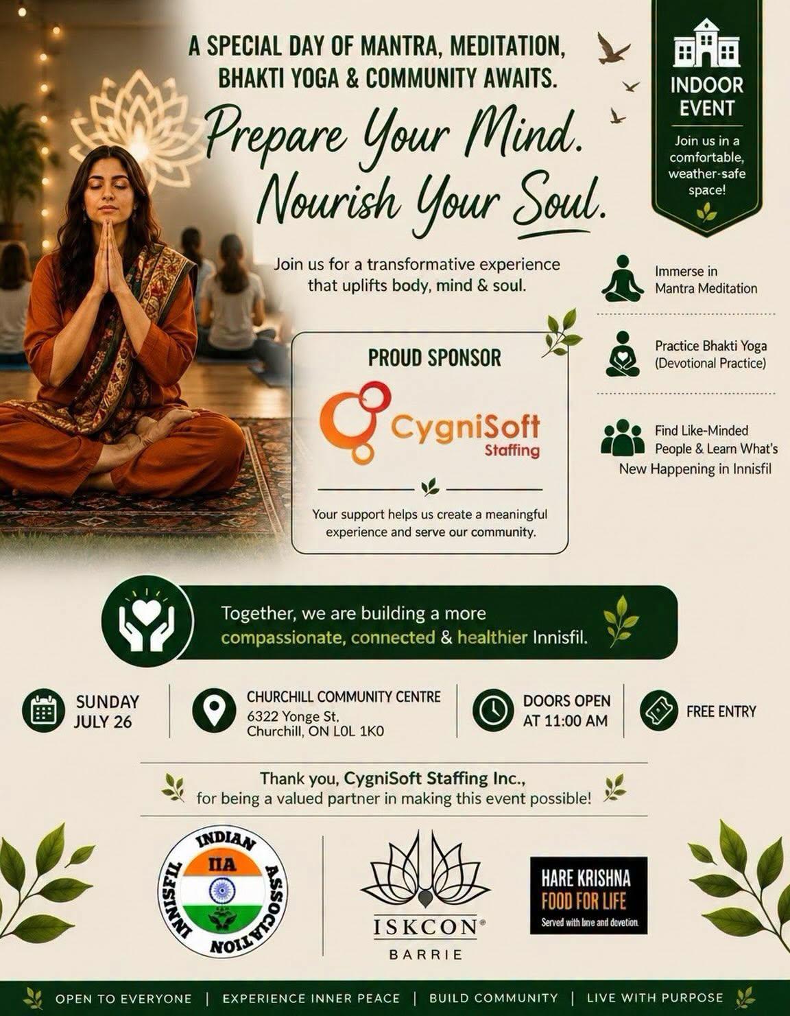 Food for Life at Churchill Community Centre on July 26 at 11 am with the Innisfil Indian Association