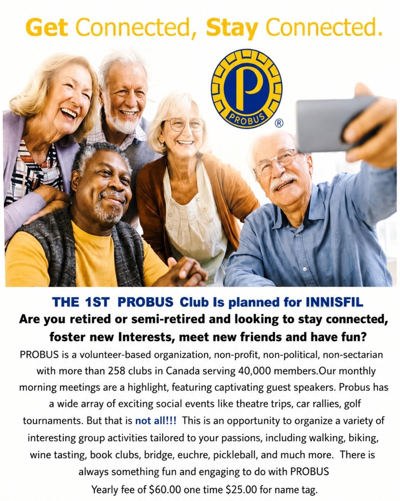 Innisfil Probus club meeting at the Innisfil Community Church on June 23 at 10:30 am