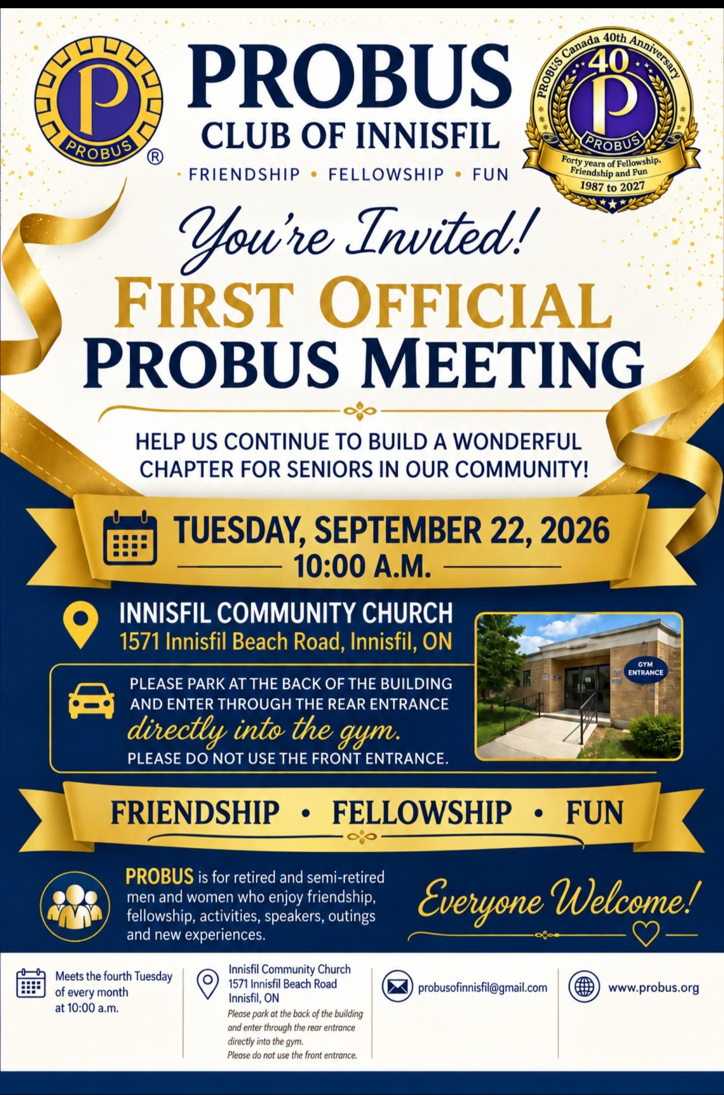 PROBUS of Innisfil September 22 event poster