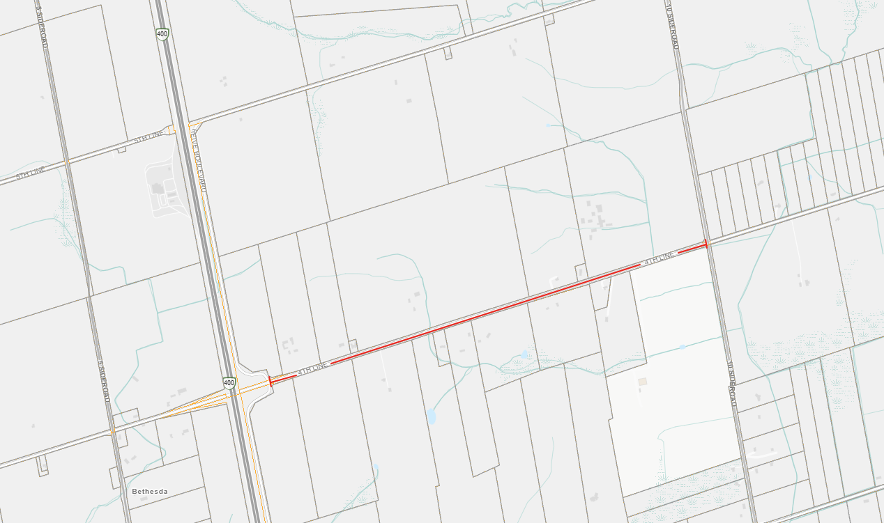 Map of the closure along 4th Line